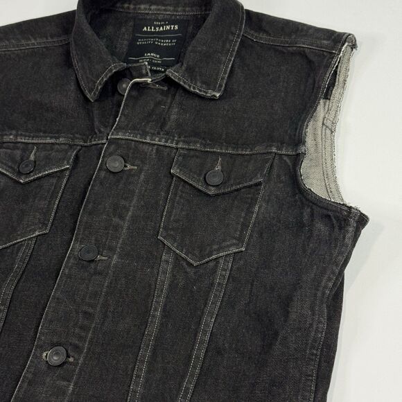 ALLSAINTS Lot No. A Selvedge Japanese Denim Jacket Black Mens Size L Sleeveless - Picture 4 of 10